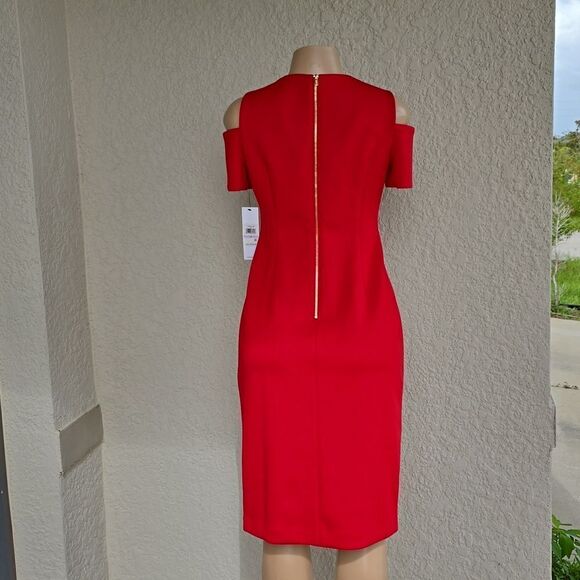 BRAND NEW CALVIN KLEIN COLD SHOULDER FITTED DRESS G1 - Picture 7 of 13